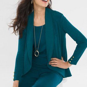 Chico's Travelers Classic Button-Sleeve Jacket Open Front Cardigan Sweater 0